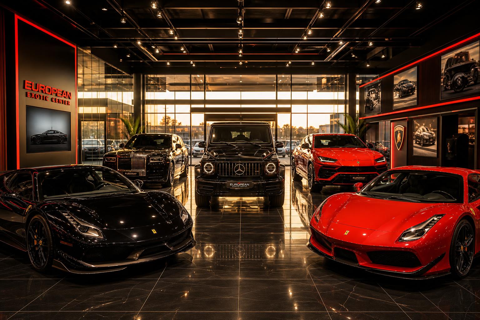 Showroom premium de veículos de luxo